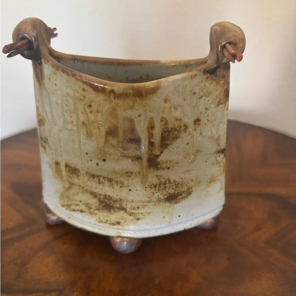 Betsy Gray Porcelain Rustic Vase Art Piece with Earthy Tones - Picture 6 of 13